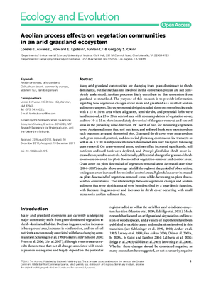 Aeolian process effects on vegetation communities in an arid grassland ecosystem