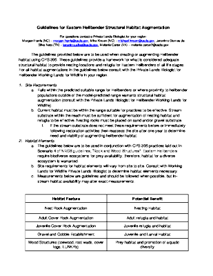 Eastern Hellbender Structural Habitat Augmentation Guidance