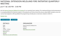 National Extension Wildland Fire Initiative Quarterly Meeting