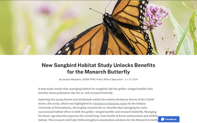 New Songbird Habitat Study Unlocks Benefits for the Monarch Butterfly