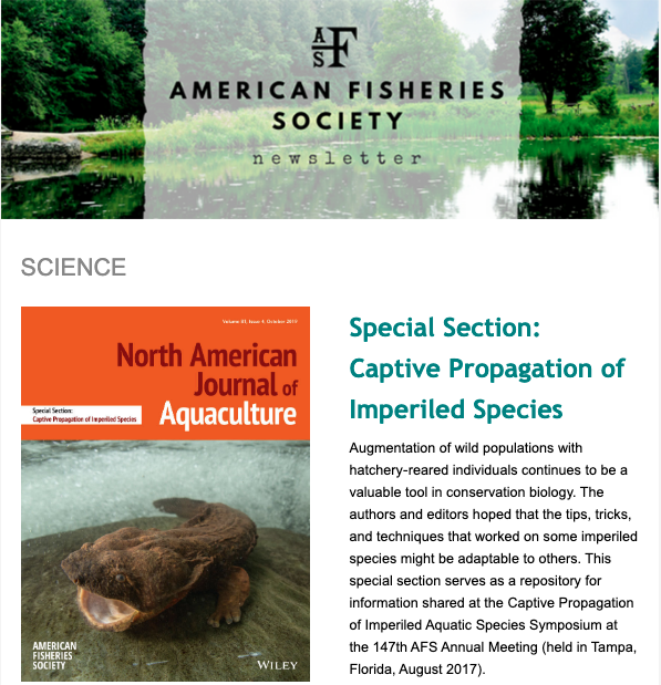 American Fisheries Society News November 15, 2019