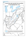 Distribution map of counties with an occurrence for Virginia Big-eared Bat (Corynorhinus townsendii virginianus) within the Appalachian LCC region. 