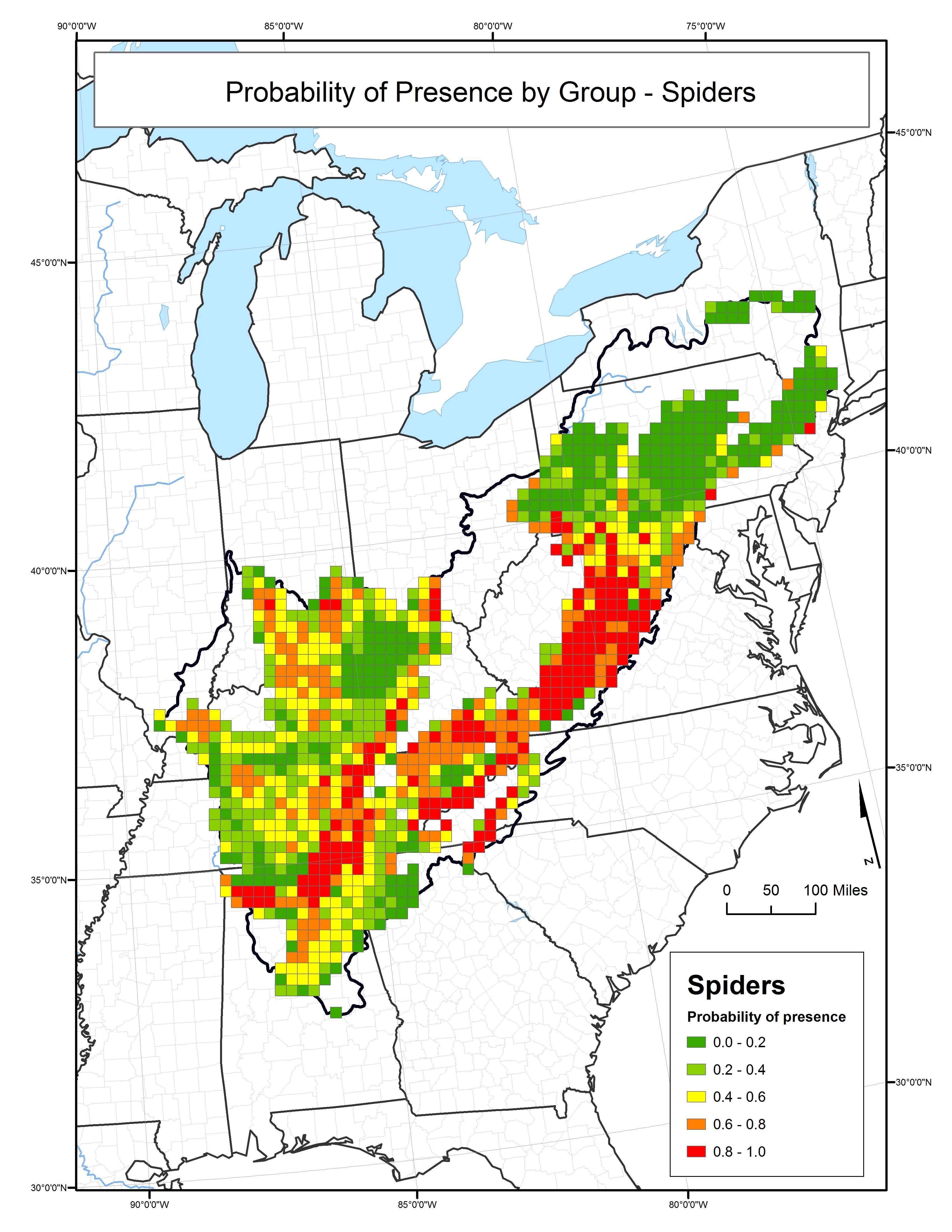 Probability of Presence for Spiders